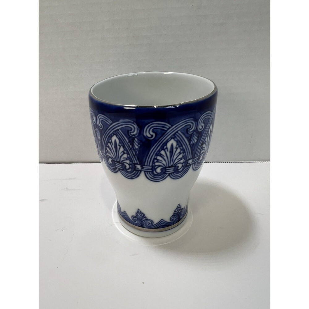 Bombay Company Blue White Decorative Porcelain Cup handleless Tea Coffee Water